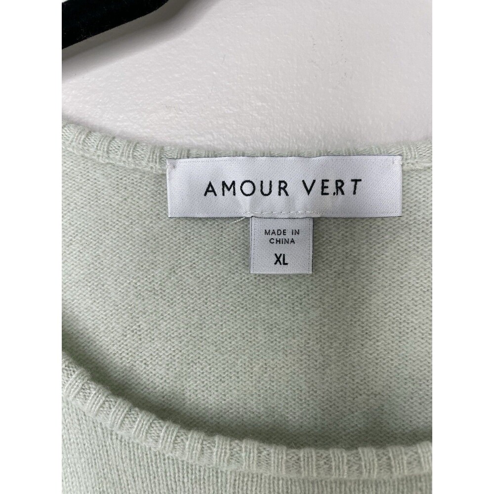 AMOUR VERT Cashmere Sweater Women's XL Sea Green Short Sleeve Quiet Luxury NWOT - Picture 3 of 8